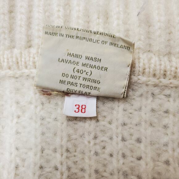 Vintage Wool Fisherman Sweater Gaeltarra Irish Handloomed Cottagecore - Medium - Picture 5 of 8